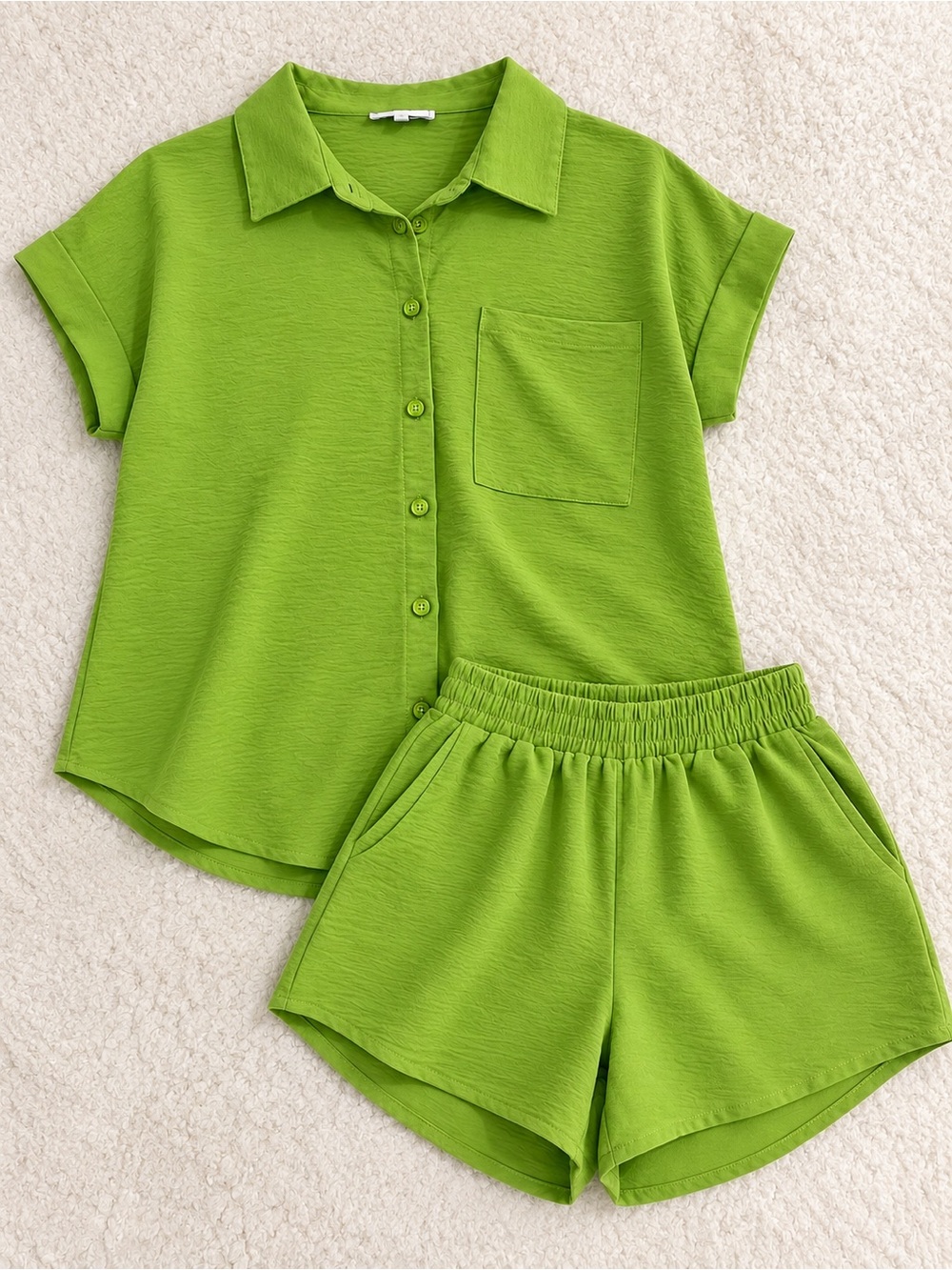 Fashion Nova Lime Green Button-Front Swim Coverup Set